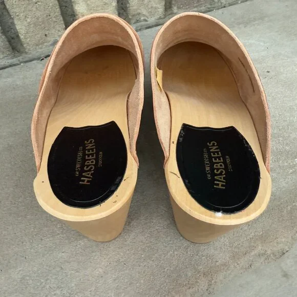 NEW SWEDISH HASBEENS SLIP IN 10 Women's Wooden Leather Clog Mule Shoe NWOB - Picture 8 of 12
